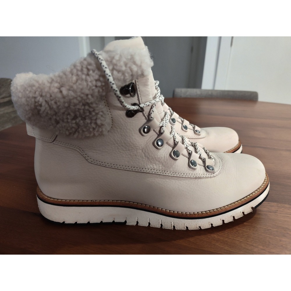 Cole Haan Zerogrand Hiker Boots White Leather Faux Shearling W07560 Womens 8.5B